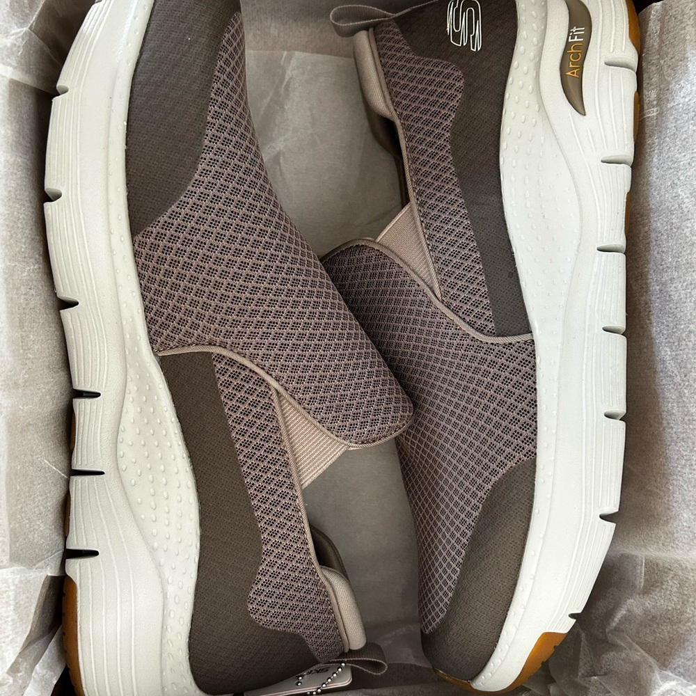 Skechers Arch Fit Slip-On Shoes - Tan